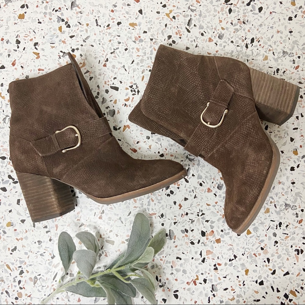 ISOLA | Lavoy Booties Coffee Cow Suede Block Heel